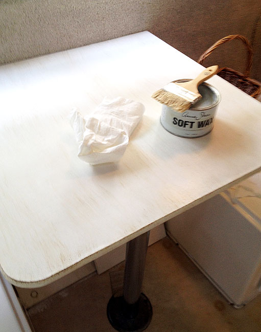 Chalk Painting and adding wax to the Dinette Table in my Casita Travel Trailer
