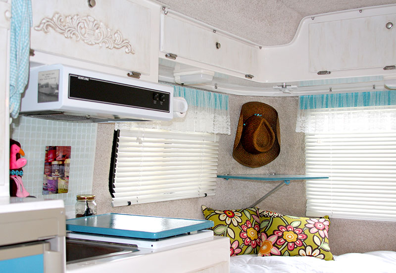 Interior of Mrs. Padilly's Glamped Casita Travel Trailer